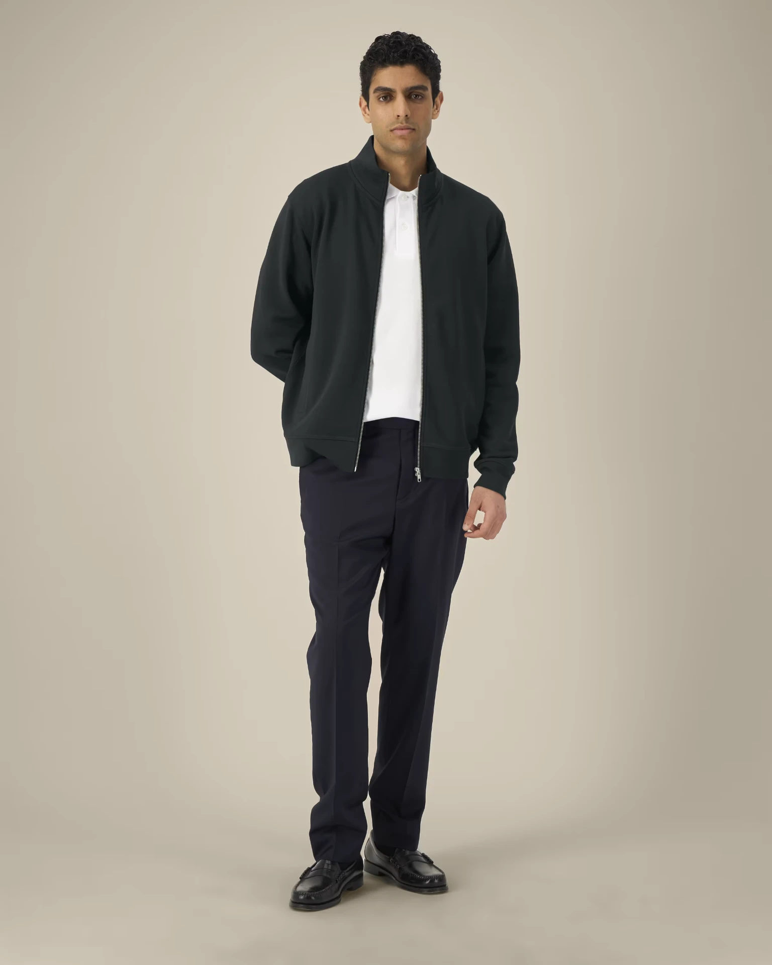 Custom branded full-zip sweat jacket — black by REVEL